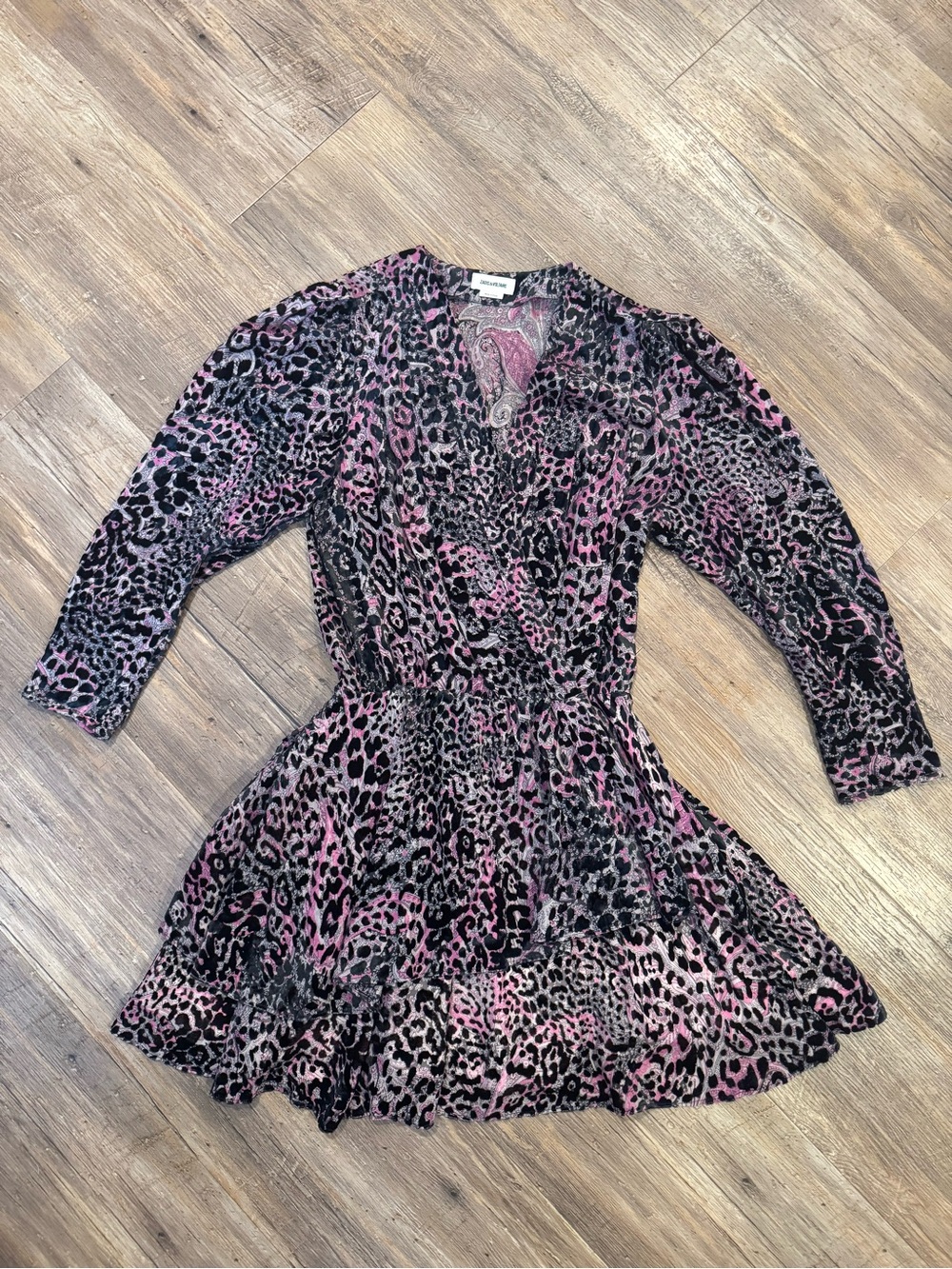 Zadig and Voltaire Rogers Velours Devore Leopard Silk Blend Dress Sz M - Picture 2 of 9
